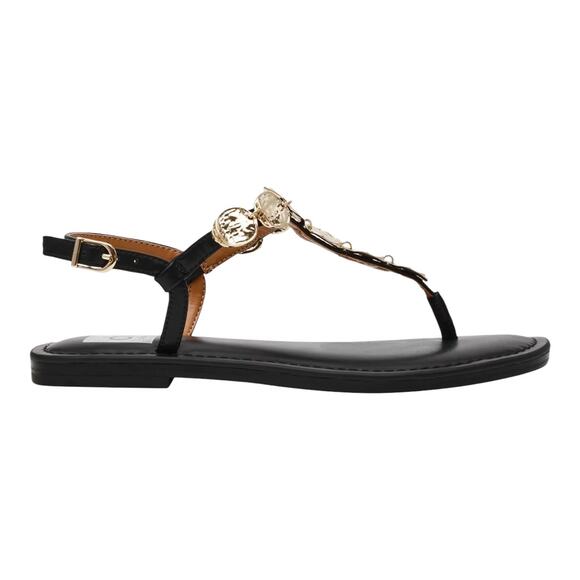 DV Dolce Vita Women's Jaime Embellished Jewelry Thong Flat Sandals Black Size 5 - Picture 2 of 5